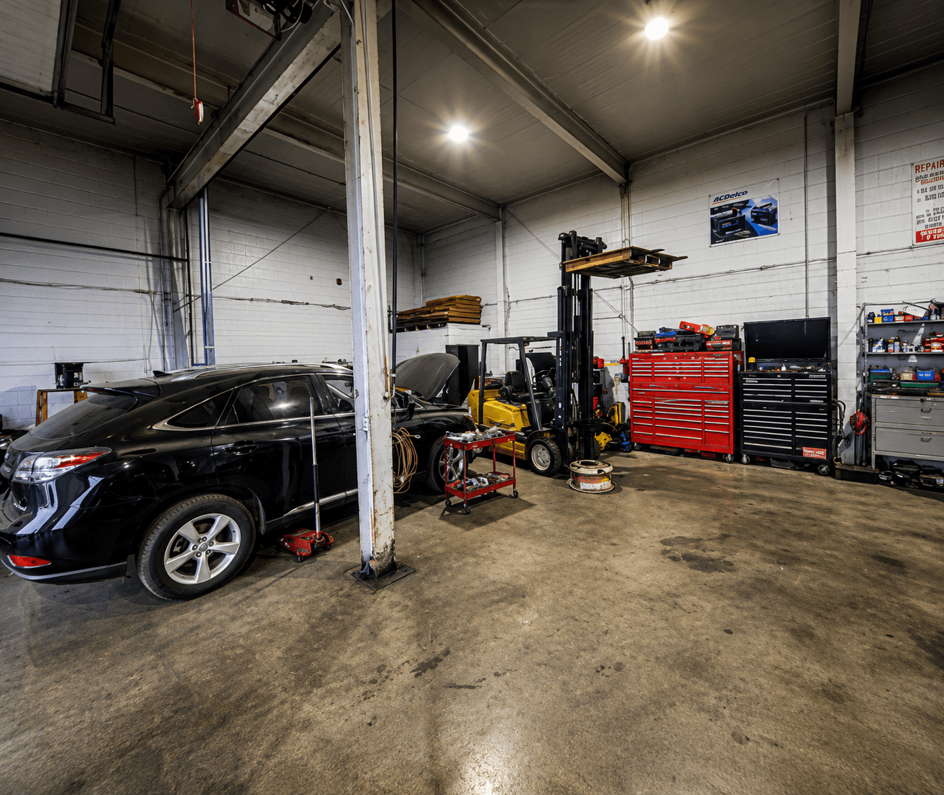 Truck repair workshop background